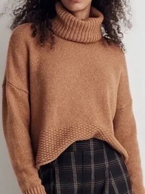 Madewell Sadler Turtleneck Sweater, Camel XS